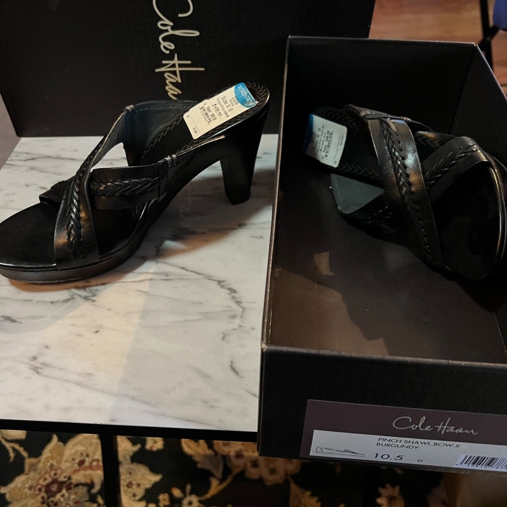 NWT Cole Haan Leather Criss-Cross Strapped 3” Heeled Sandals